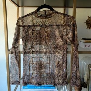 {Elite Collection} mesh snakeskin turtle neck